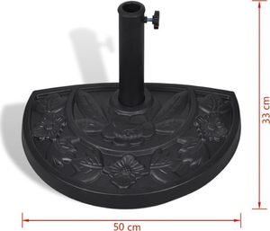 vidaXL Półokrągła podstawa pod parasol, żywica 5