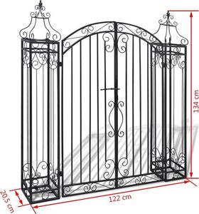 vidaXL Ozdobna brama ogrodowa z kutego żelaza, 122 x 20,5 x 134 cm 5