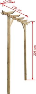 vidaXL Pergola ogrodowa, 200 x 40 x 205 cm, drewno 4