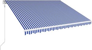 vidaXL Automatycznie zwijana markiza, 400 x 300 cm, niebiesko-biała 1