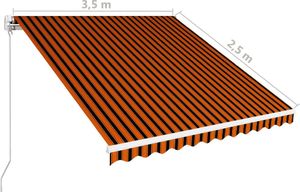 vidaXL Ręcznie zwijana markiza, 350 x 250 cm, pomarańczowo-brązowa 6