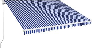 vidaXL Ręcznie zwijana markiza, 400 x 300 cm, niebiesko-biała 1
