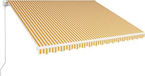 vidaXL Ręcznie zwijana markiza, 400 x 300 cm, żółto-biała 1