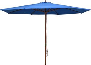 vidaXL Parasol ogrodowy na drewnianym słupku, 350 cm, niebieski 1