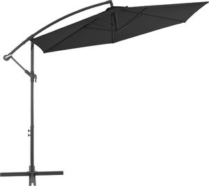 vidaXL Parasol wiszący z aluminiowym słupkiem, 300 cm, czarny 2