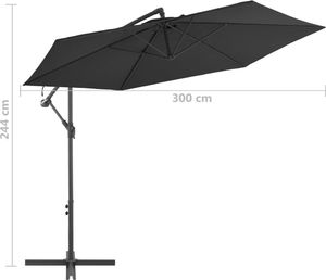 vidaXL Parasol wiszący z aluminiowym słupkiem, 300 cm, czarny 8