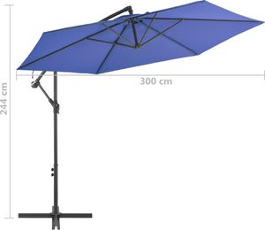 vidaXL Parasol wiszący z aluminiowym słupkiem, 300 cm, niebieski 8