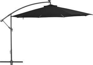 vidaXL Parasol wiszący z aluminiowym słupkiem, 350 cm, czarny 1