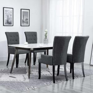 vidaXL Krzesła stołowe z podłokietnikami, 4 szt., ciemnoszare, tkanina 1