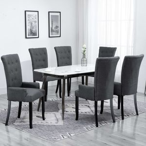 vidaXL Krzesła stołowe z podłokietnikami, 6 szt., ciemnoszare, tkanina 1