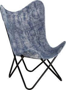 vidaXL Krzesło motyl, niebieskie, płótno 1