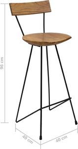 vidaXL Stołki barowe, 2 sztuki, lite drewno tekowe 7