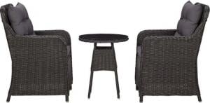 vidaXL 2 krzesła ogrodowe ze stolikiem, polirattan, czarne (46550) 1