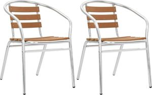 vidaXL krzesła ogrodowe, sztaplowane, 2 sztuki, aluminium i WPC, srebrne (48711) 1