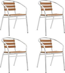 vidaXL krzesła ogrodowe, sztaplowane, 4 sztuki, aluminium i WPC, srebrne (48710) 1