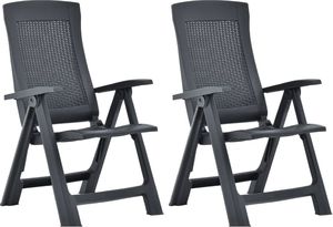 vidaXL rozkładane krzesła do ogrodu, 2 sztuki, plastikowe, antracytowe (48761) 1