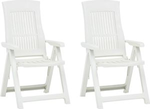 vidaXL rozkładane krzesła do ogrodu, 2 sztuki, plastikowe, białe (48763) 1
