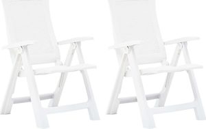 vidaXL rozkładane krzesła do ogrodu, 2 sztuki, plastikowe, białe (48760) 1