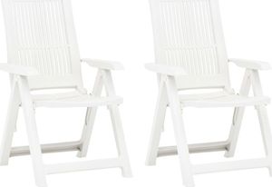 vidaXL Rozkładane krzesła do ogrodu, 2 szt., plastikowe, białe 1