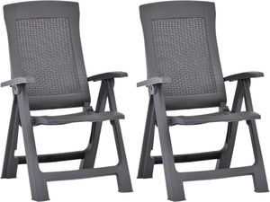 vidaXL rozkładane krzesła do ogrodu, 2 sztuki, plastikowe, kolor mokka (48762) 1
