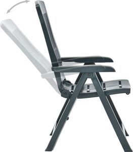 vidaXL Rozkładane krzesła do ogrodu, 2 szt., plastikowe, zielone 5