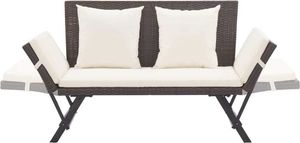 vidaXL ławka ogrodowa z poduszkami, 176 cm, brązowa, polirattan (46231) 5