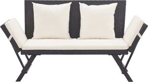 vidaXL ławka ogrodowa z poduszkami, 176 cm, czarna, polirattan (46230) 2