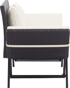 vidaXL ławka ogrodowa z poduszkami, 176 cm, czarna, polirattan (46230) 3