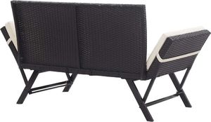 vidaXL ławka ogrodowa z poduszkami, 176 cm, czarna, polirattan (46230) 4