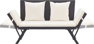 vidaXL ławka ogrodowa z poduszkami, 176 cm, czarna, polirattan (46230) 5