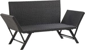vidaXL ławka ogrodowa z poduszkami, 176 cm, czarna, polirattan (46230) 6