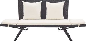 vidaXL ławka ogrodowa z poduszkami, 176 cm, czarna, polirattan (46230) 7