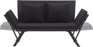 vidaXL Ławka ogrodowa z poduszkami, 176 cm, czarna, polirattan 5