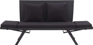 vidaXL Ławka ogrodowa z poduszkami, 176 cm, czarna, polirattan 6