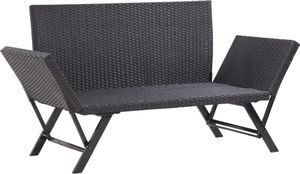 vidaXL Ławka ogrodowa z poduszkami, 176 cm, czarna, polirattan 7