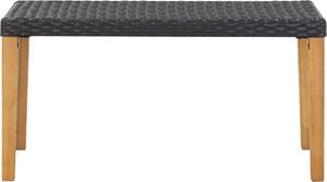 vidaXL Ławka ogrodowa 120 cm czarna polirattan i drewno akacjowe 2
