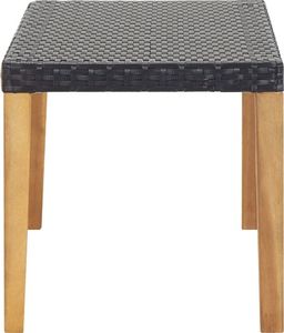vidaXL Ławka ogrodowa 120 cm czarna polirattan i drewno akacjowe 3