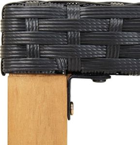 vidaXL Ławka ogrodowa 120 cm czarna polirattan i drewno akacjowe 4