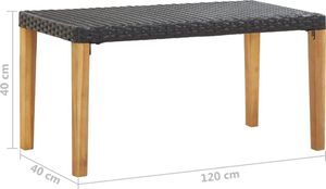 vidaXL Ławka ogrodowa 120 cm czarna polirattan i drewno akacjowe 6