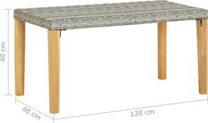 vidaXL ławka ogrodowa, 120 cm, szara, polirattan i drewno akacjowe (46489) 6