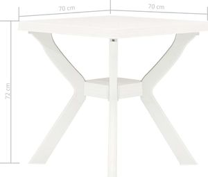 vidaXL stolik bistro, biały, 70x70x72 cm, plastikowy 1