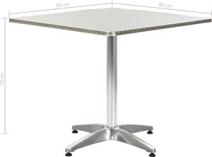 vidaXL Stolik ogrodowy, srebrny, 80x80x70 cm, aluminiowy 5