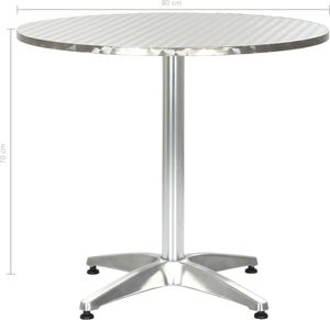 vidaXL Stół ogrodowy, srebrny, 80x70 cm, aluminiowy 5