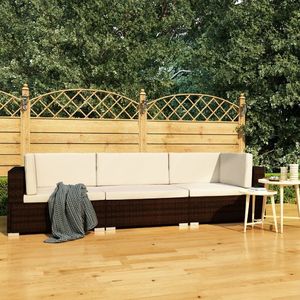 vidaXL 3-częściowa sofa do ogrodu, z poduszkami, polirattan, brązowa (47265) 1