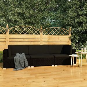 vidaXL 3 częściowa sofa ogrodowa z poduszkami, rattan PE, czarna (47267) 1