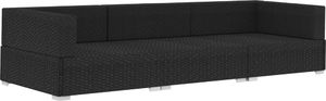 vidaXL 3 częściowa sofa ogrodowa z poduszkami, rattan PE, czarna (47267) 3