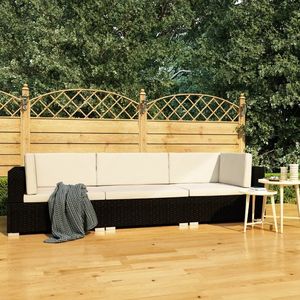 vidaXL 3 częściowa sofa ogrodowa z poduszkami, rattan PE, czarny (47264) 1