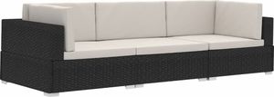 vidaXL 3 częściowa sofa ogrodowa z poduszkami, rattan PE, czarny (47264) 2