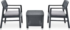 vidaXL 3 częściowy zestaw wypoczynkowy do ogrodu, plastik, antracyt (48824) 2