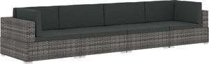 vidaXL 4 częściowa sofa do ogrodu, z poduszkami, polirattan, szara (47270) 2